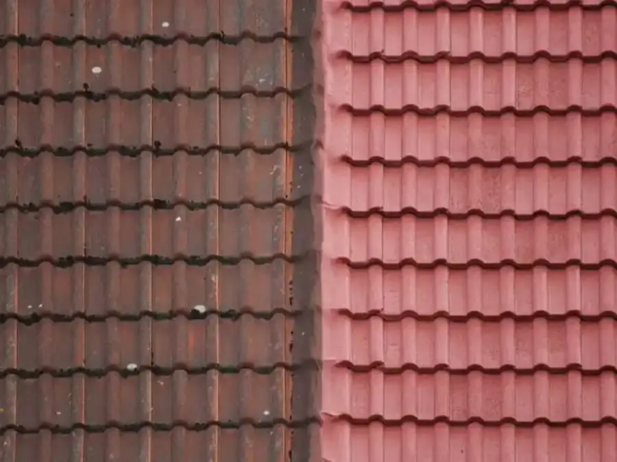 Erősen szennyezett tető festése Kisteleken